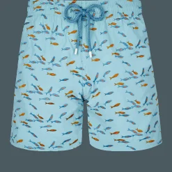 Cheap Vilebrequin Men Swim Trunks Embroidered Gulf Stream - Limited Edition Foam/Blue