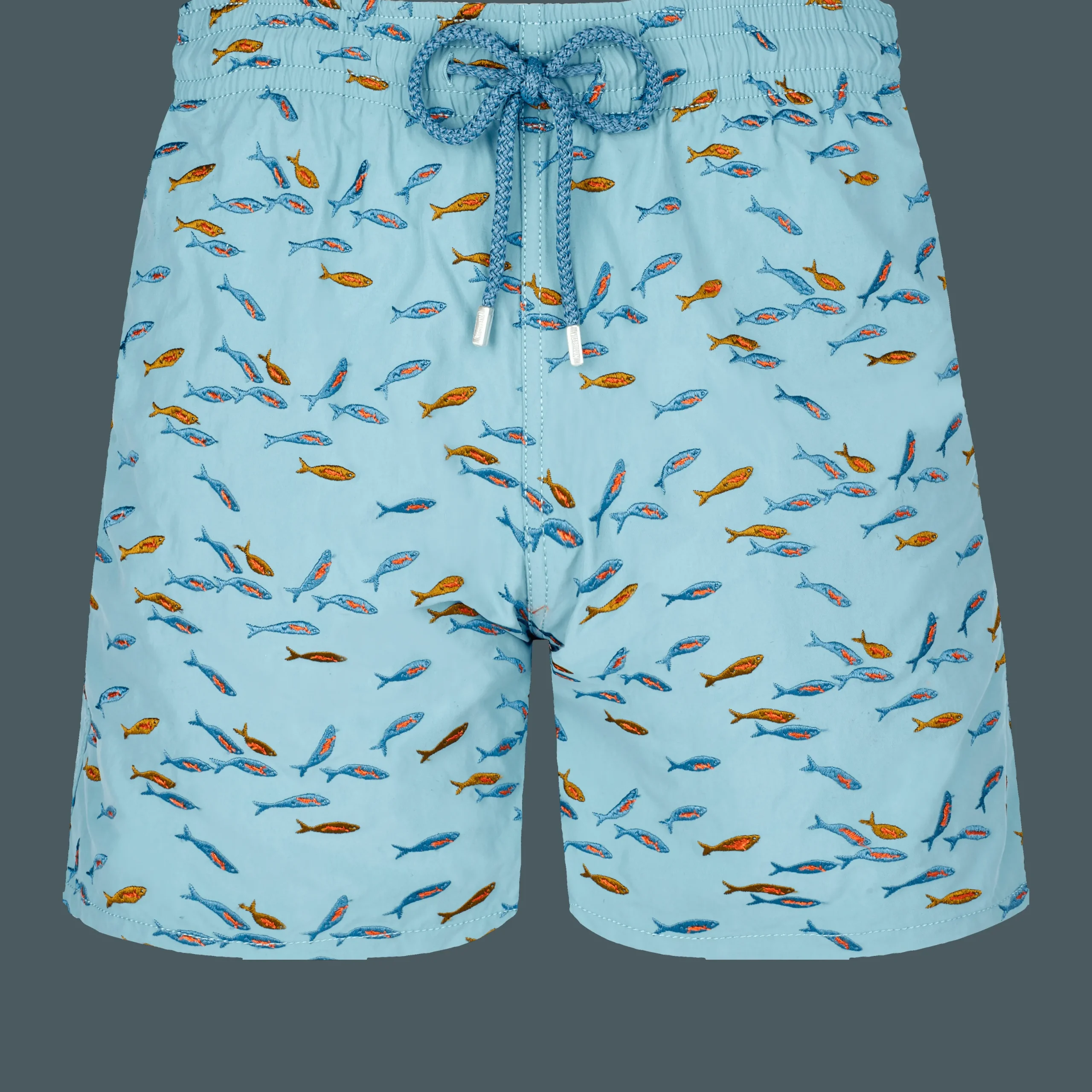 Cheap Vilebrequin Men Swim Trunks Embroidered Gulf Stream - Limited Edition Foam/Blue