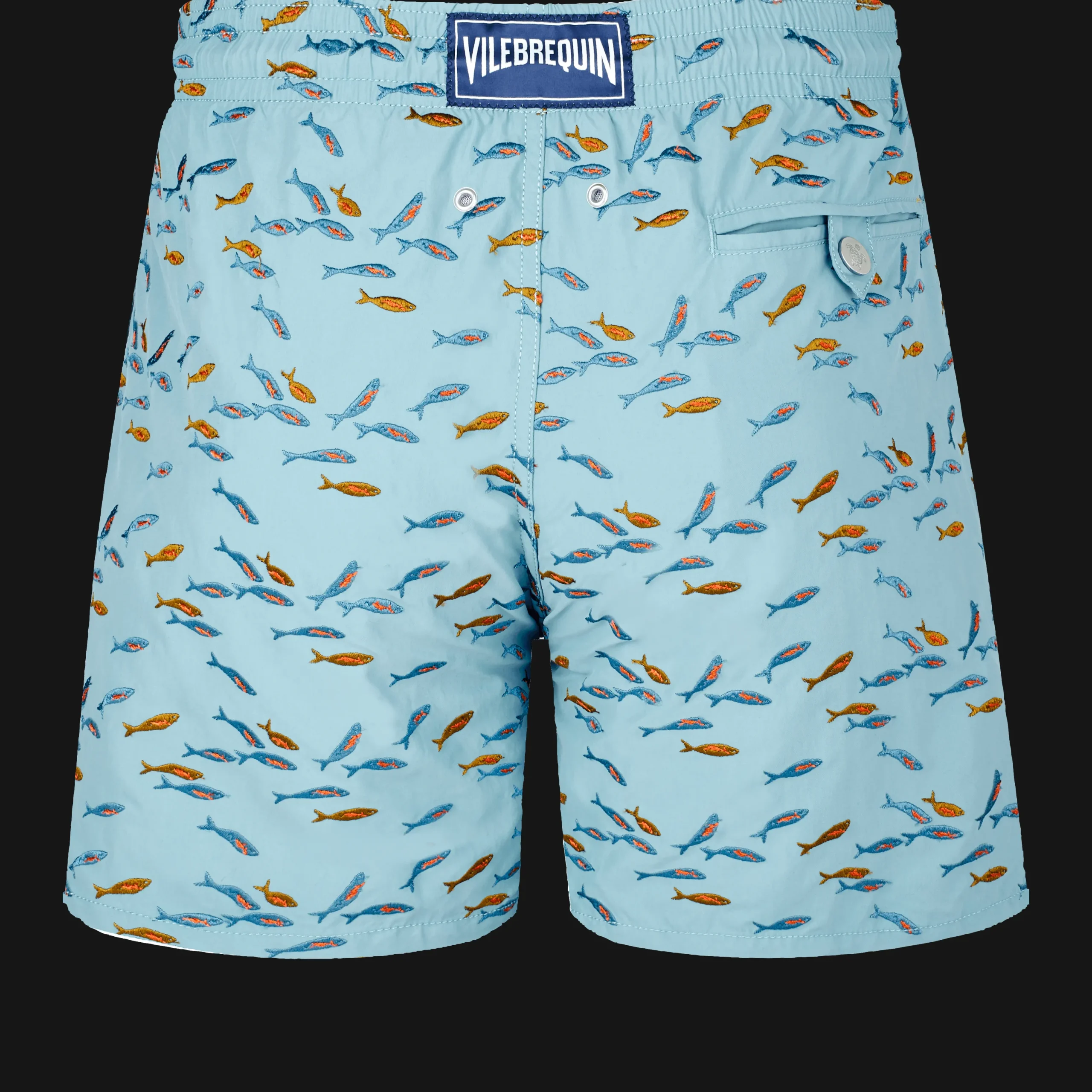 Cheap Vilebrequin Men Swim Trunks Embroidered Gulf Stream - Limited Edition Foam/Blue