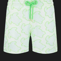 Flash Sale Vilebrequin Men Swim Trunks Embroidered 2017 Tortues Hypnotiques - Limited Edition Lemongrass/Green