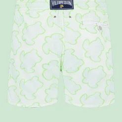 Flash Sale Vilebrequin Men Swim Trunks Embroidered 2017 Tortues Hypnotiques - Limited Edition Lemongrass/Green