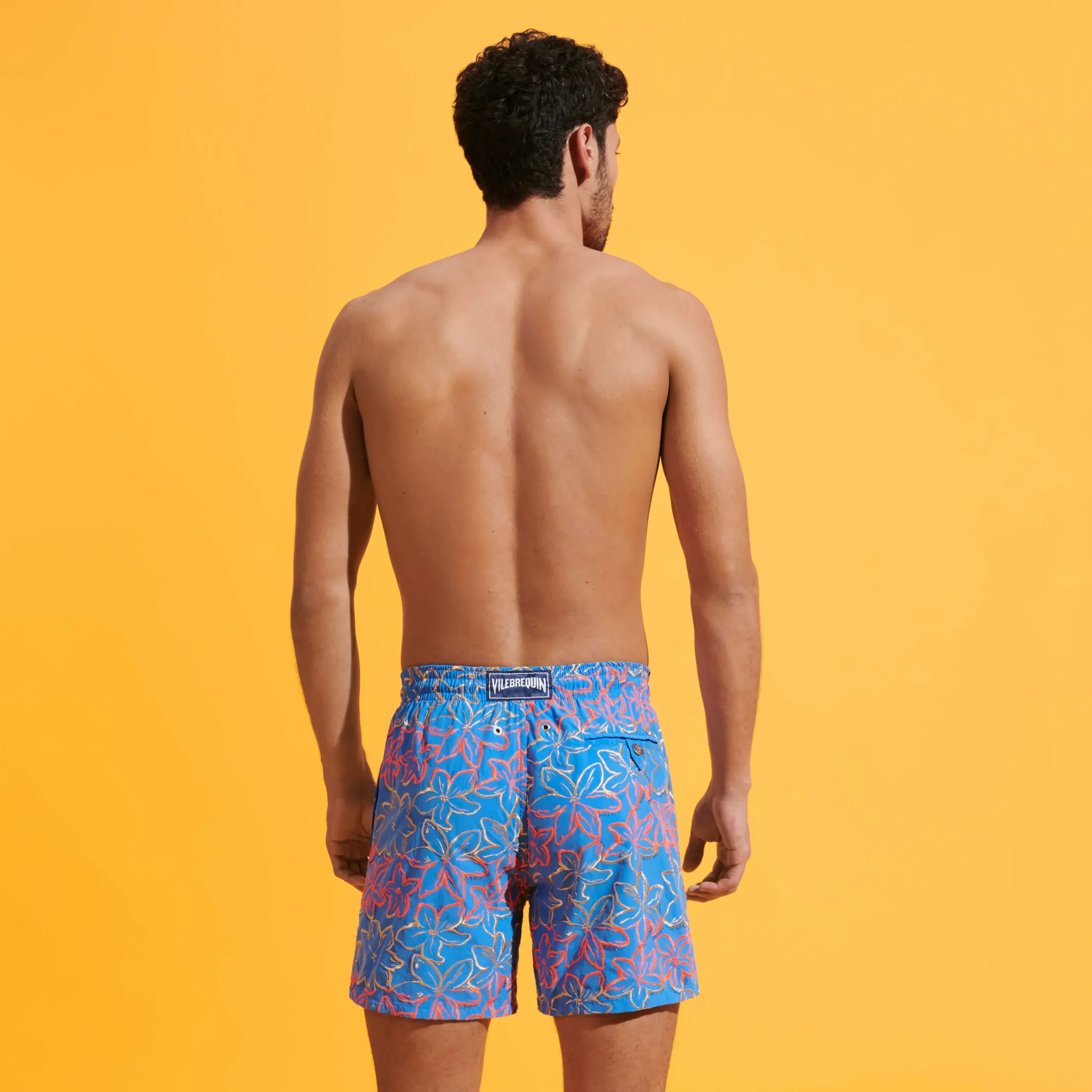 Best Vilebrequin Men Swim Trunks Embroidered Raiatea - Limited Edition Earthenware/Blue