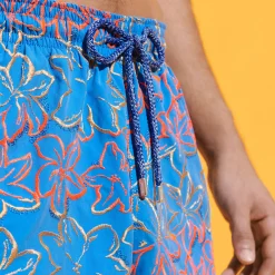 Best Vilebrequin Men Swim Trunks Embroidered Raiatea - Limited Edition Earthenware/Blue
