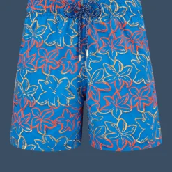 Best Vilebrequin Men Swim Trunks Embroidered Raiatea - Limited Edition Earthenware/Blue