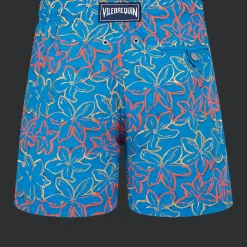 Best Vilebrequin Men Swim Trunks Embroidered Raiatea - Limited Edition Earthenware/Blue