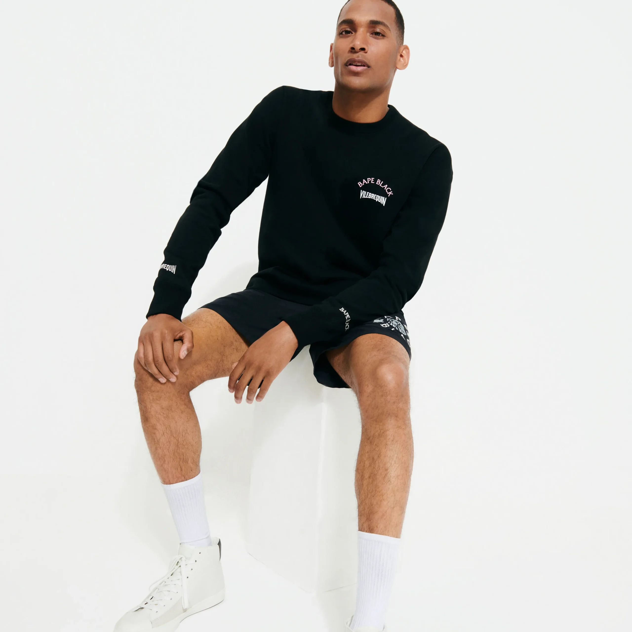 Hot Vilebrequin Men Swim Trunks Embroidered Logo - X Bape® Black Black/Black