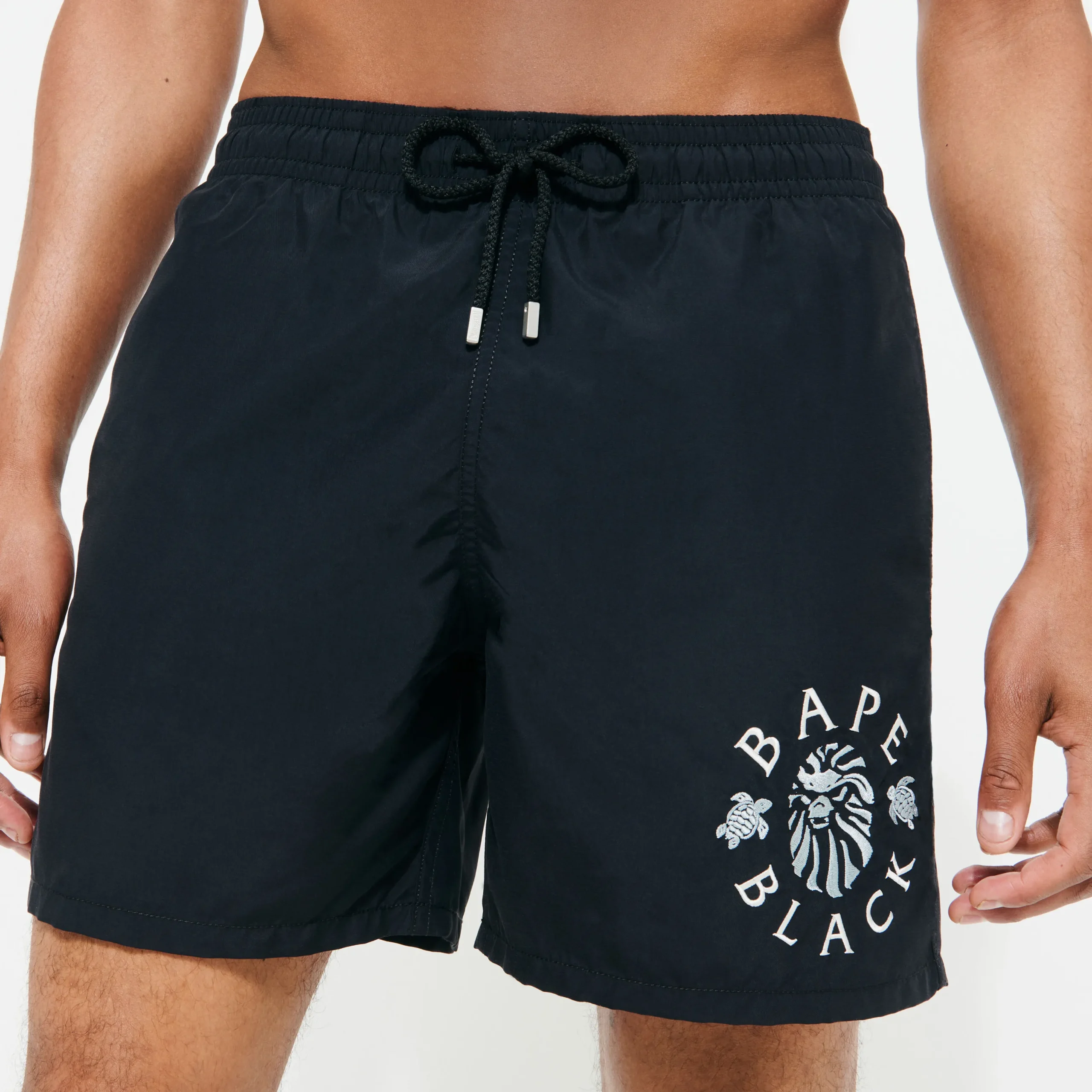 Hot Vilebrequin Men Swim Trunks Embroidered Logo - X Bape® Black Black/Black