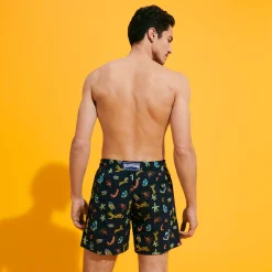 Store Vilebrequin Men Swim Trunks Embroidered Naive Fish - Limited Edition Navy/Blue