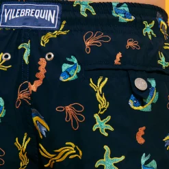 Store Vilebrequin Men Swim Trunks Embroidered Naive Fish - Limited Edition Navy/Blue