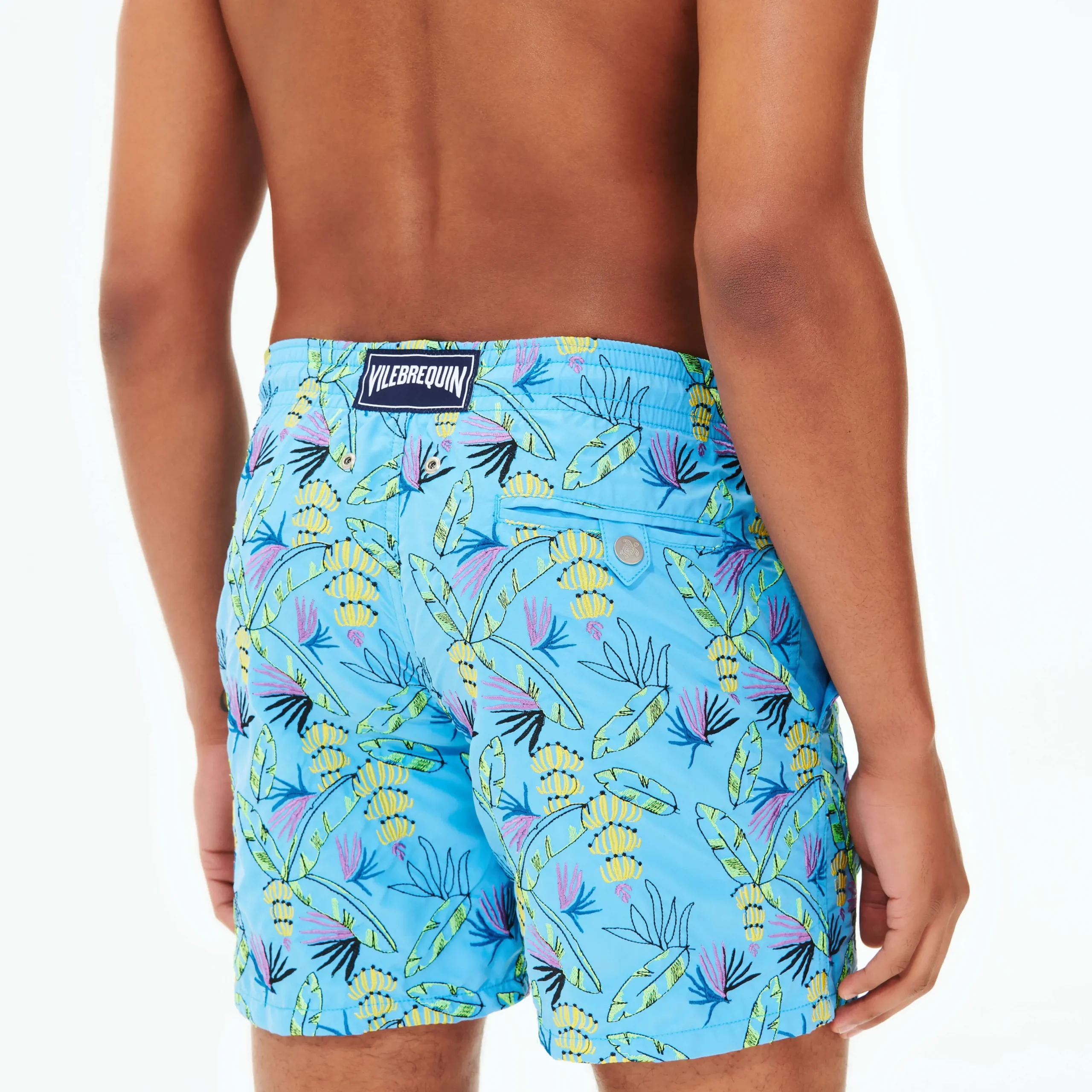Cheap Vilebrequin Men Swim Trunks Embroidered Go Bananas - Limited Edition Jaipuy/Blue