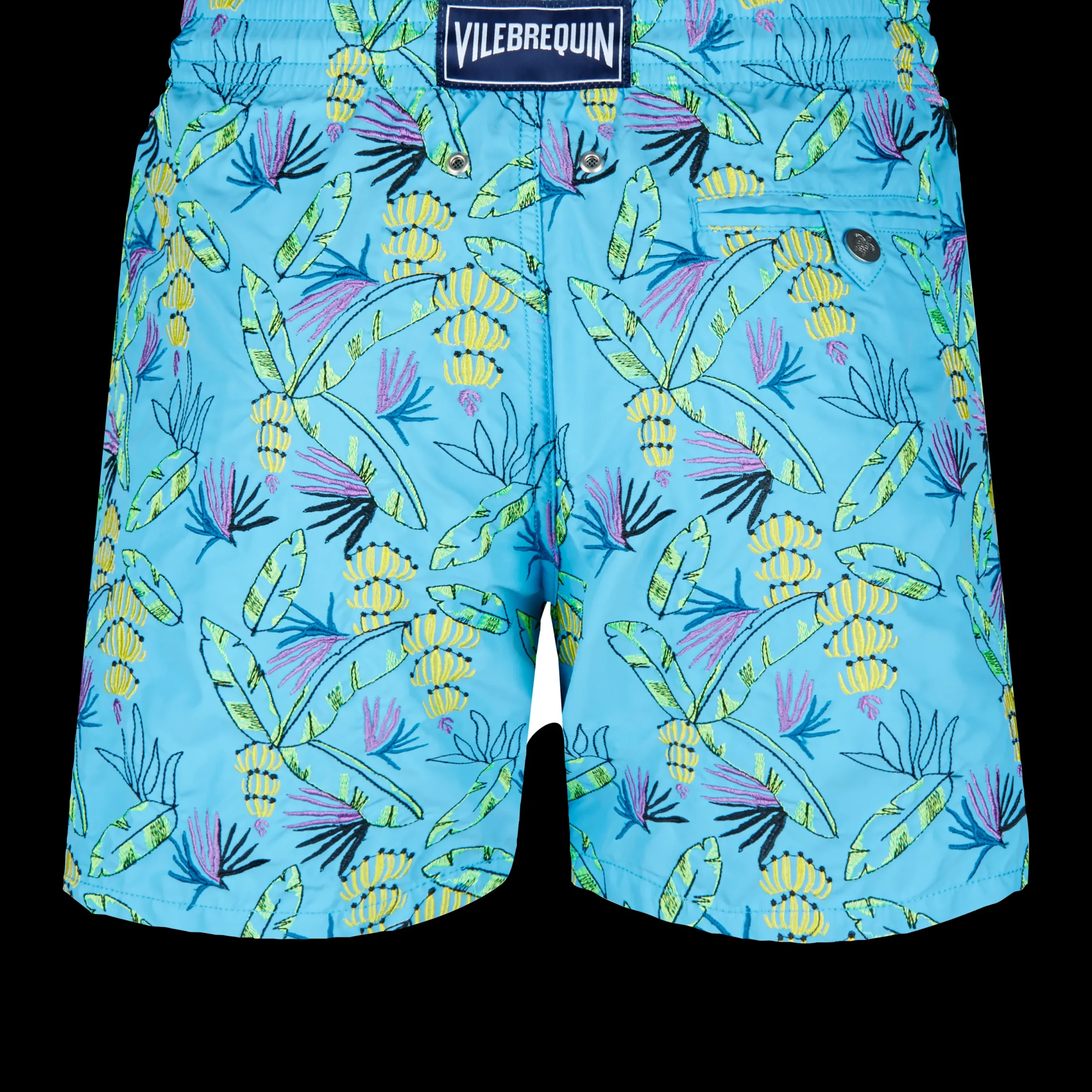 Cheap Vilebrequin Men Swim Trunks Embroidered Go Bananas - Limited Edition Jaipuy/Blue