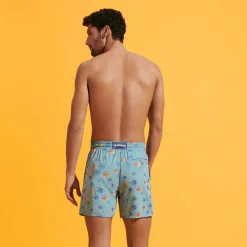 Cheap Vilebrequin Men Swim Trunks Embroidered Piranhas - Limited Edition Foam/Blue