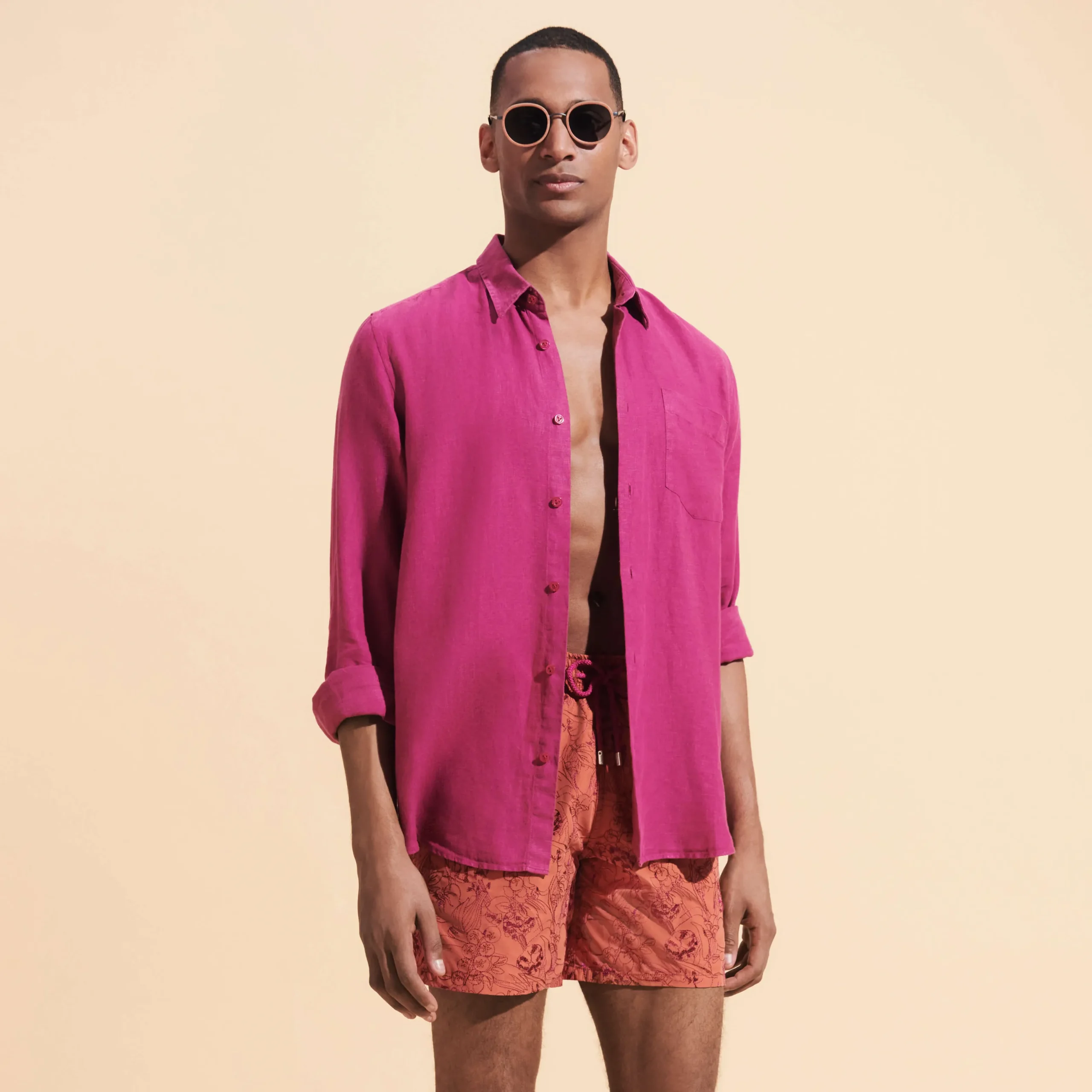 Fashion Vilebrequin Men Swim Trunks Embroidered Marche Provencal - Limited Edition Tomette/Red