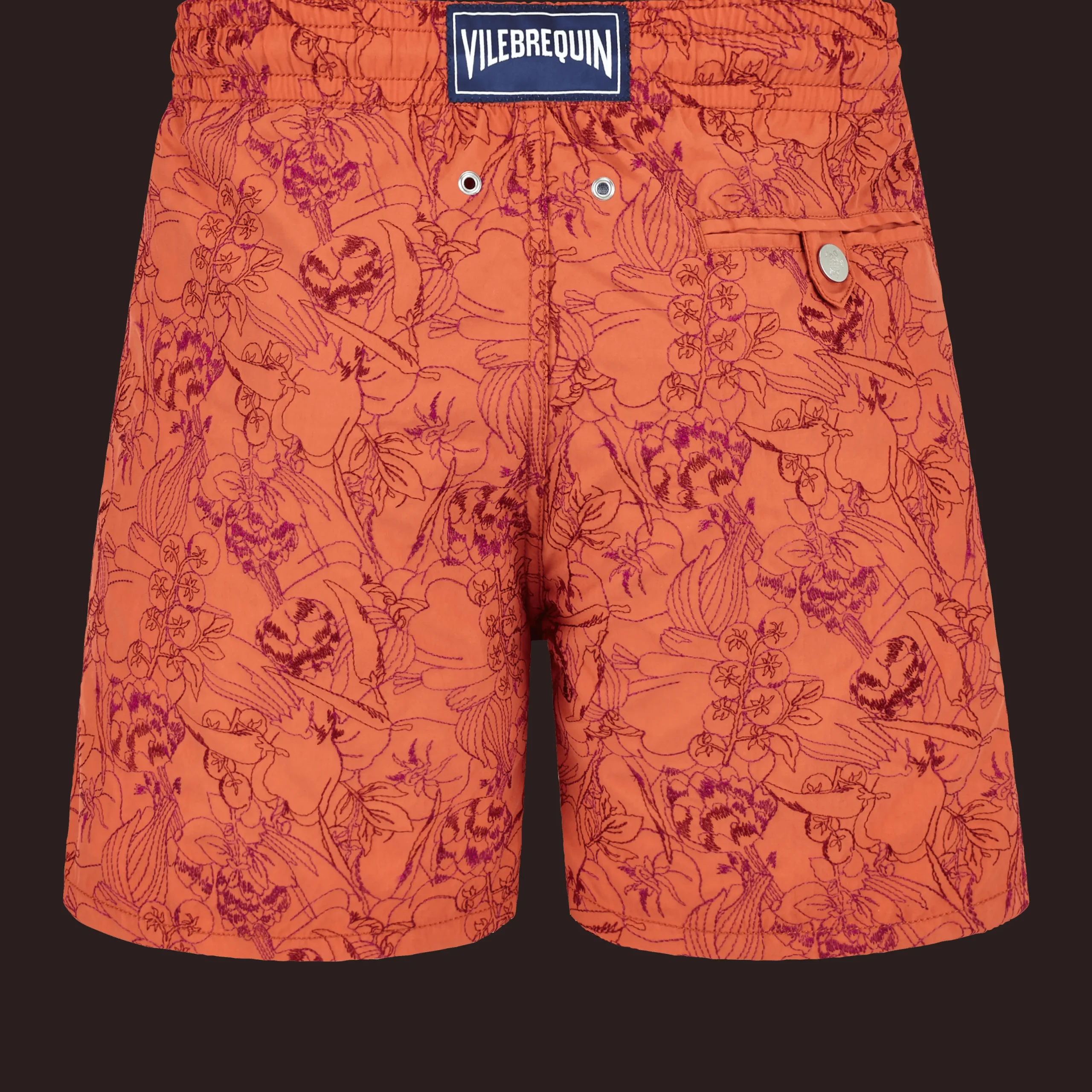 Fashion Vilebrequin Men Swim Trunks Embroidered Marche Provencal - Limited Edition Tomette/Red