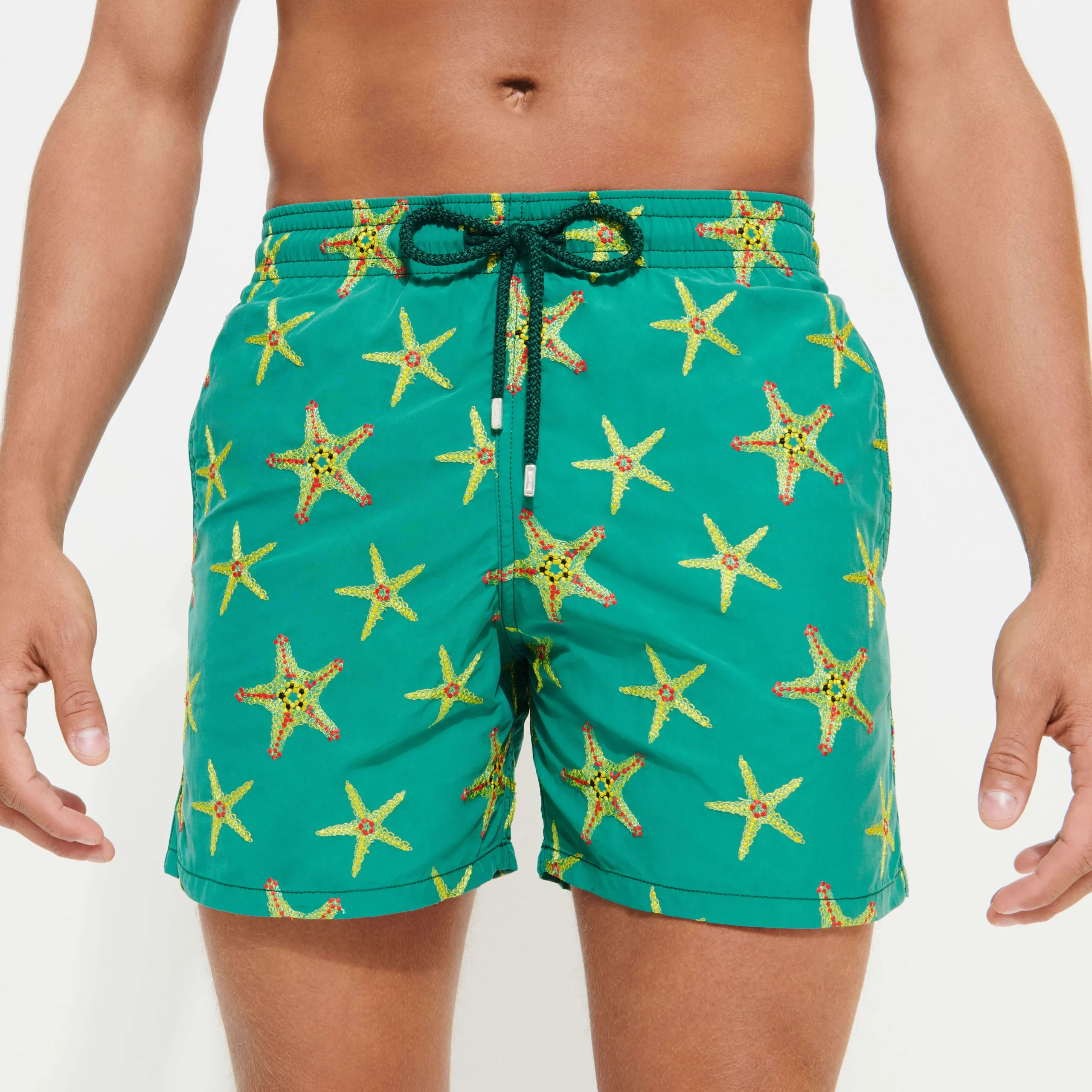 Cheap Vilebrequin Men Swim Trunks Embroidered Starfish Dance - Limited Edition Linden/Green