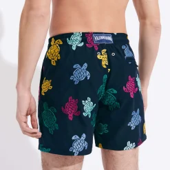Discount Vilebrequin Men Swim Trunks Embroidered Ronde Tortues Multicolores - Limited Edition Navy/Blue