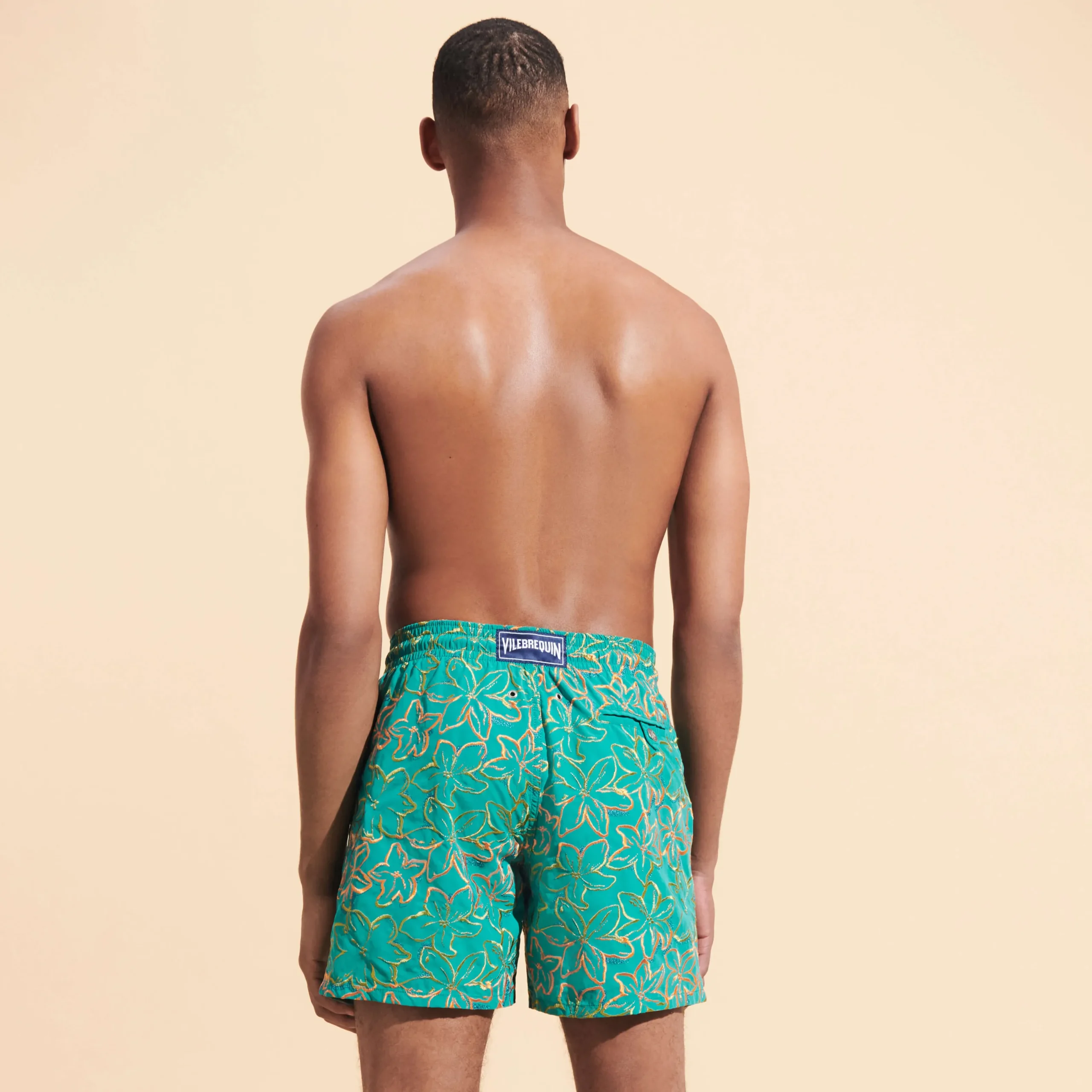 Outlet Vilebrequin Men Swim Trunks Embroidered Raiatea - Limited Edition Emerald/Green