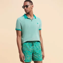 Outlet Vilebrequin Men Swim Trunks Embroidered Raiatea - Limited Edition Emerald/Green