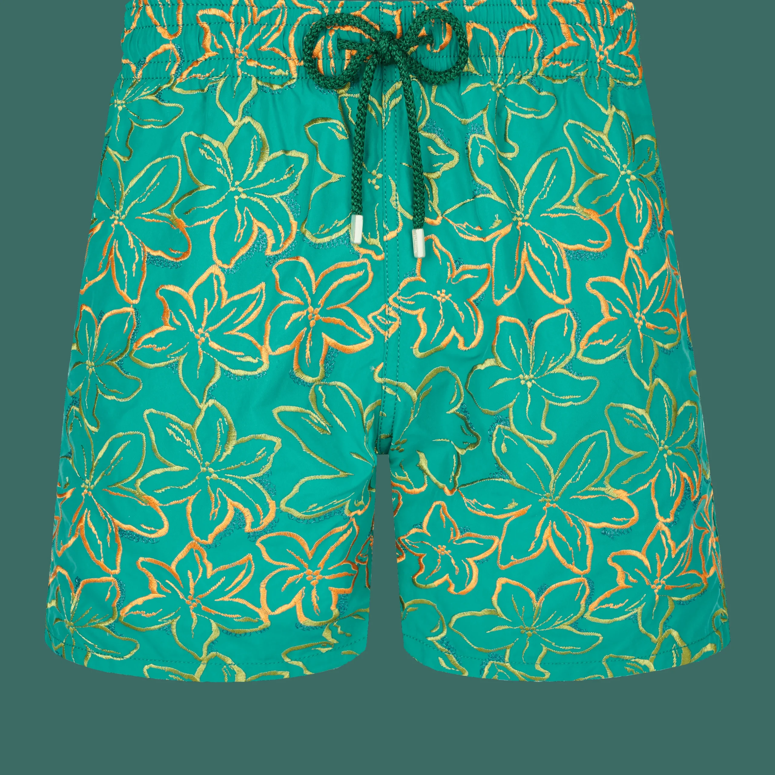 Outlet Vilebrequin Men Swim Trunks Embroidered Raiatea - Limited Edition Emerald/Green