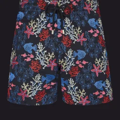Shop Vilebrequin Men Swim Trunks Embroidered Fond Marins - Limited Edition Black/Black