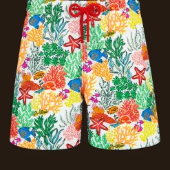 Cheap Vilebrequin Men Swim Trunks Fond Marins Multicolores White/White