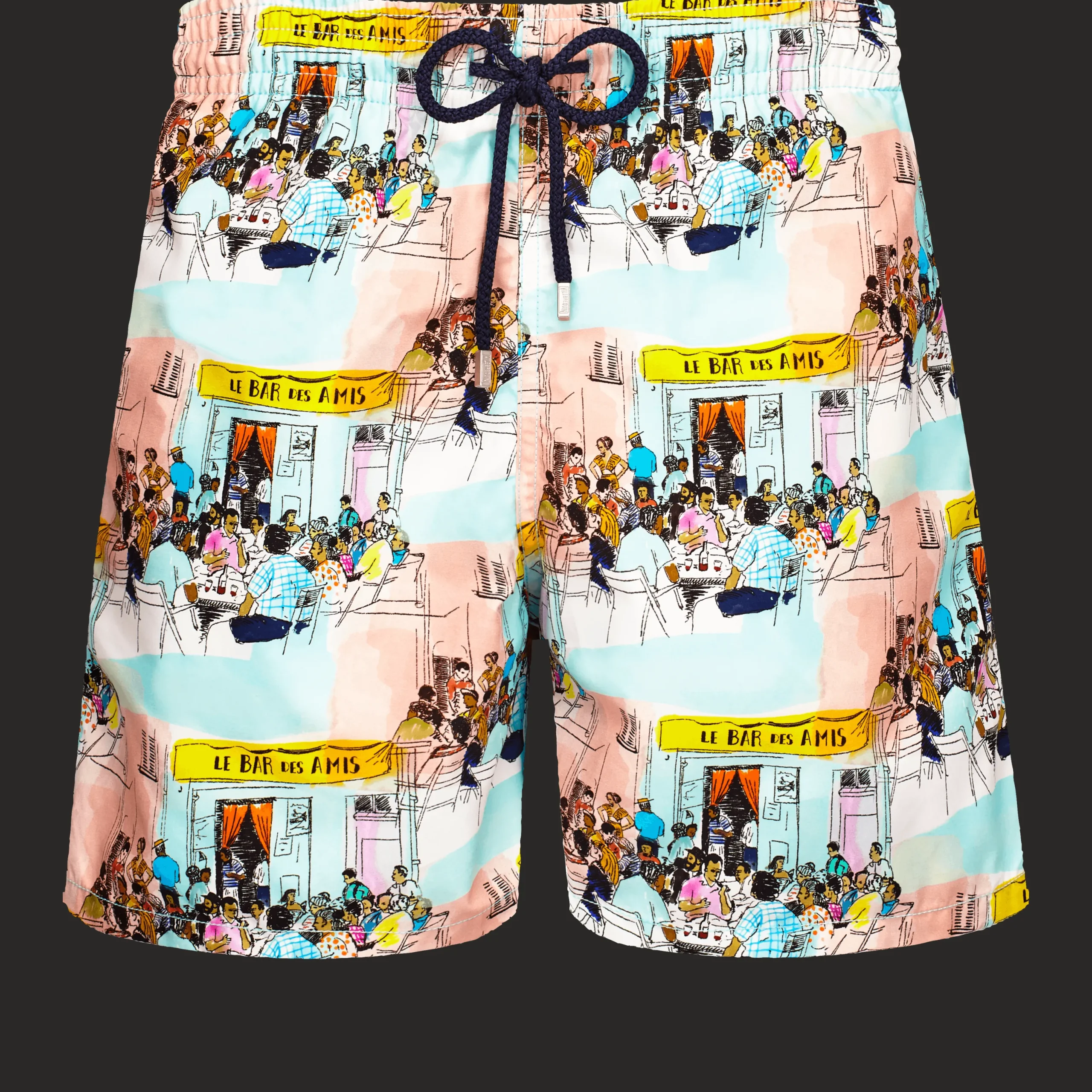 Sale Vilebrequin Men Swim Trunks Le Bar Des Amis Thalassa/Blue