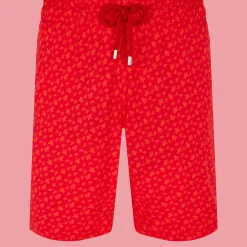 Shop Vilebrequin Men Swim Trunks Long Micro Ronde Des Tortues Peppers/Red