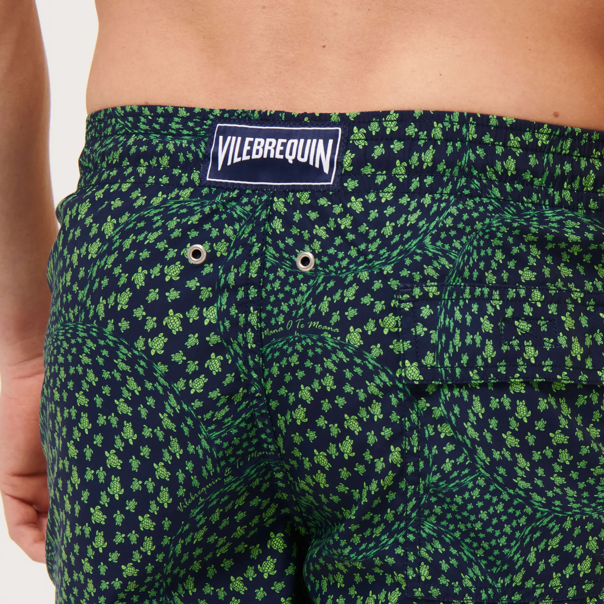 Best Vilebrequin Men Swim Trunks Long Te Mana O Te Moana Navy/Blue