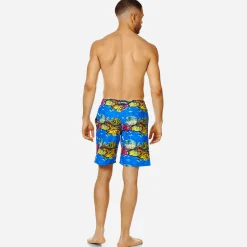 Discount Vilebrequin Men Swim Trunks Long X Hunt Slonem Atoll/Blue