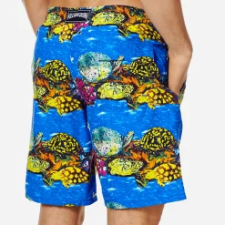 Discount Vilebrequin Men Swim Trunks Long X Hunt Slonem Atoll/Blue
