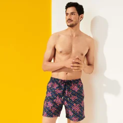 Shop Vilebrequin Men Swim Trunks Micro Macro Ronde Des Tortues Navy/Blue