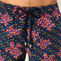 Shop Vilebrequin Men Swim Trunks Micro Macro Ronde Des Tortues Navy/Blue