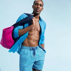 Hot Vilebrequin Men Swim Trunks Micro Starlettes Earthenware/Blue