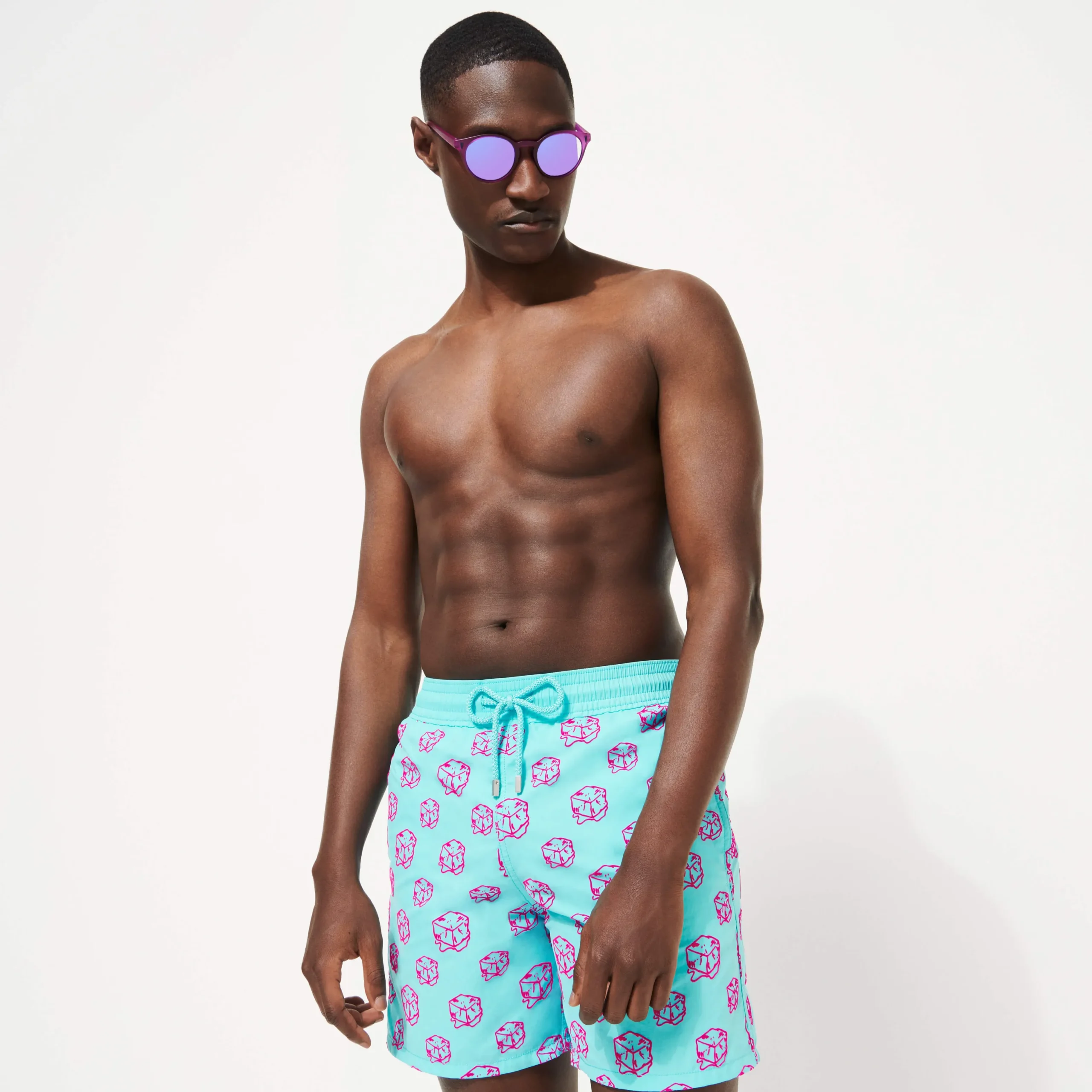 Hot Vilebrequin Men Swim Trunks Nola - X John M Armleder Lazulii Blue/Blue