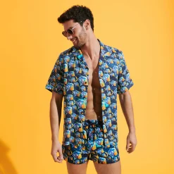 Clearance Vilebrequin Men Swim Trunks Piranhas Navy/Blue