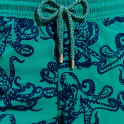 Clearance Vilebrequin Men Swim Trunks Poulpes Flocked Emerald/Green