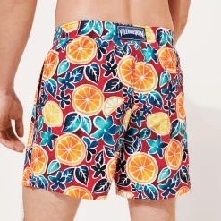 Fashion Vilebrequin Men Swim Trunks Presse Citron Burgundy/Red