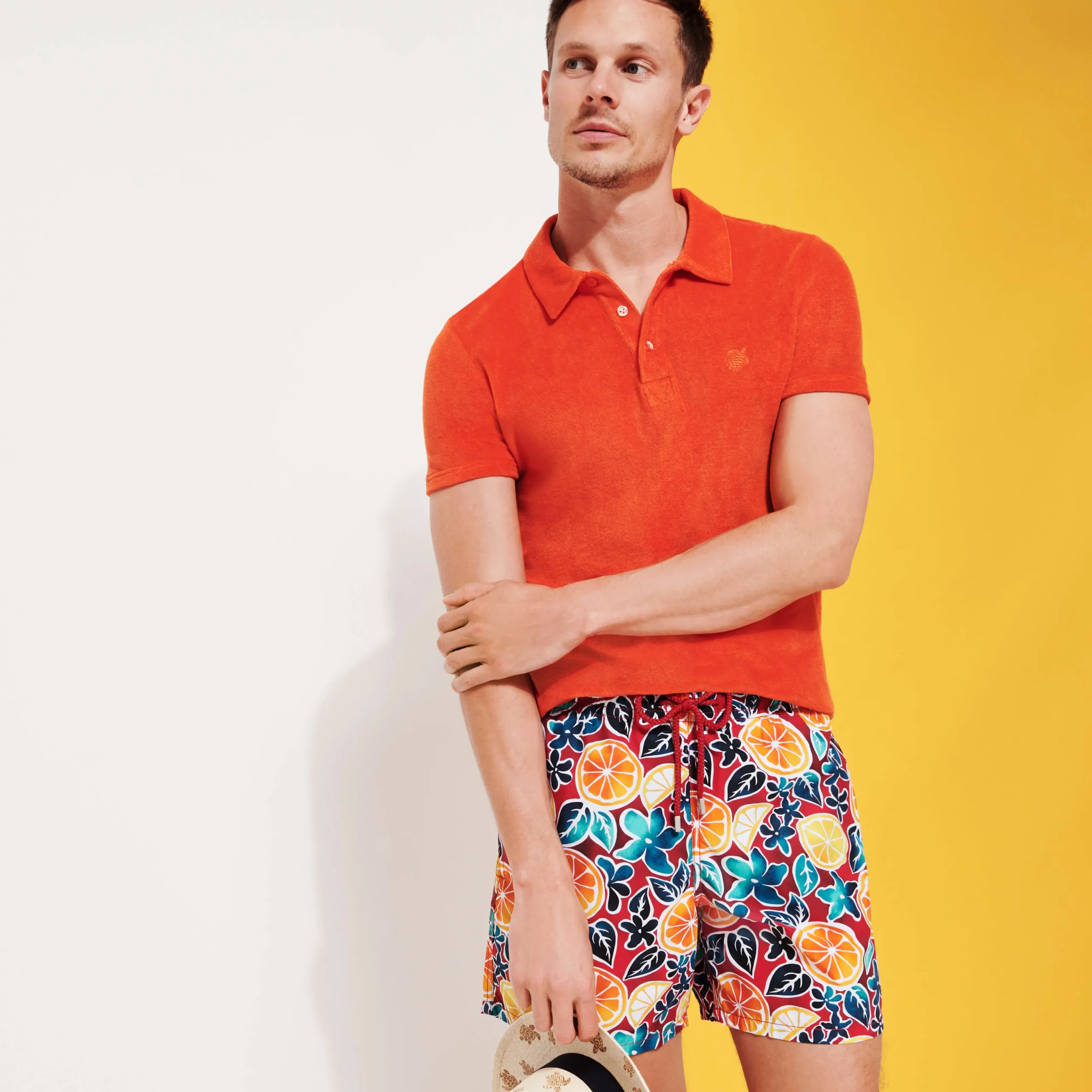 Fashion Vilebrequin Men Swim Trunks Presse Citron Burgundy/Red