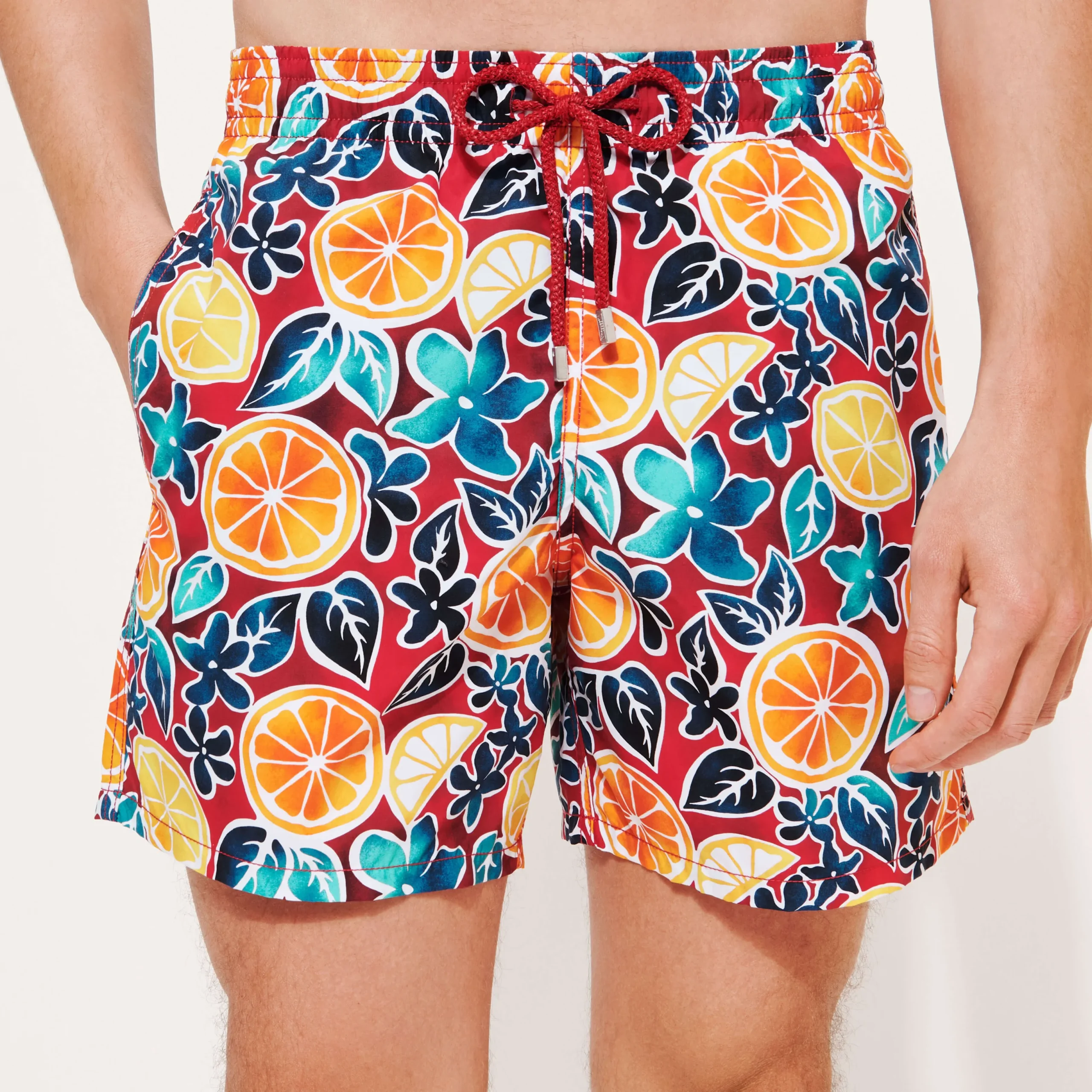 Fashion Vilebrequin Men Swim Trunks Presse Citron Burgundy/Red