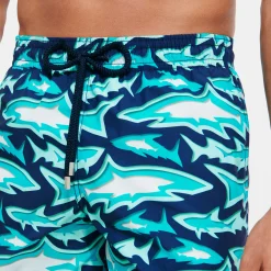 Best Sale Vilebrequin Men Swim Trunks Requins 3D Navy/Blue