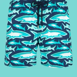 Best Sale Vilebrequin Men Swim Trunks Requins 3D Navy/Blue
