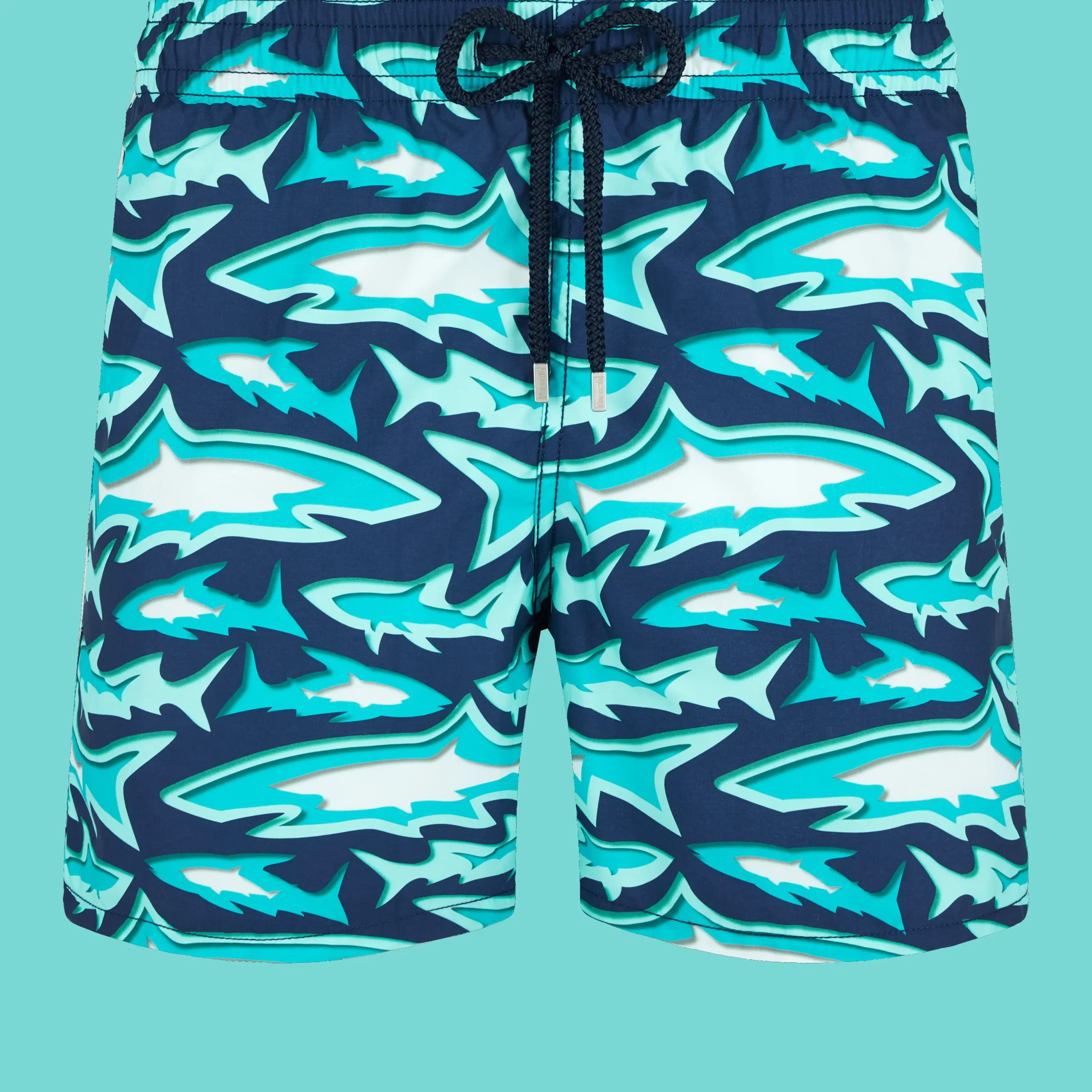 Best Sale Vilebrequin Men Swim Trunks Requins 3D Navy/Blue