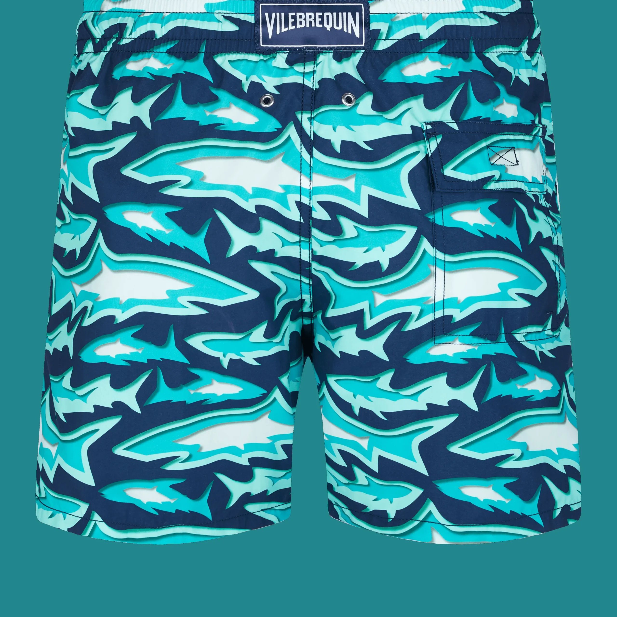 Best Sale Vilebrequin Men Swim Trunks Requins 3D Navy/Blue