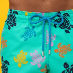 Best Vilebrequin Men Swim Trunks Ronde Des Tortues Multicolore Nenuphar/Green