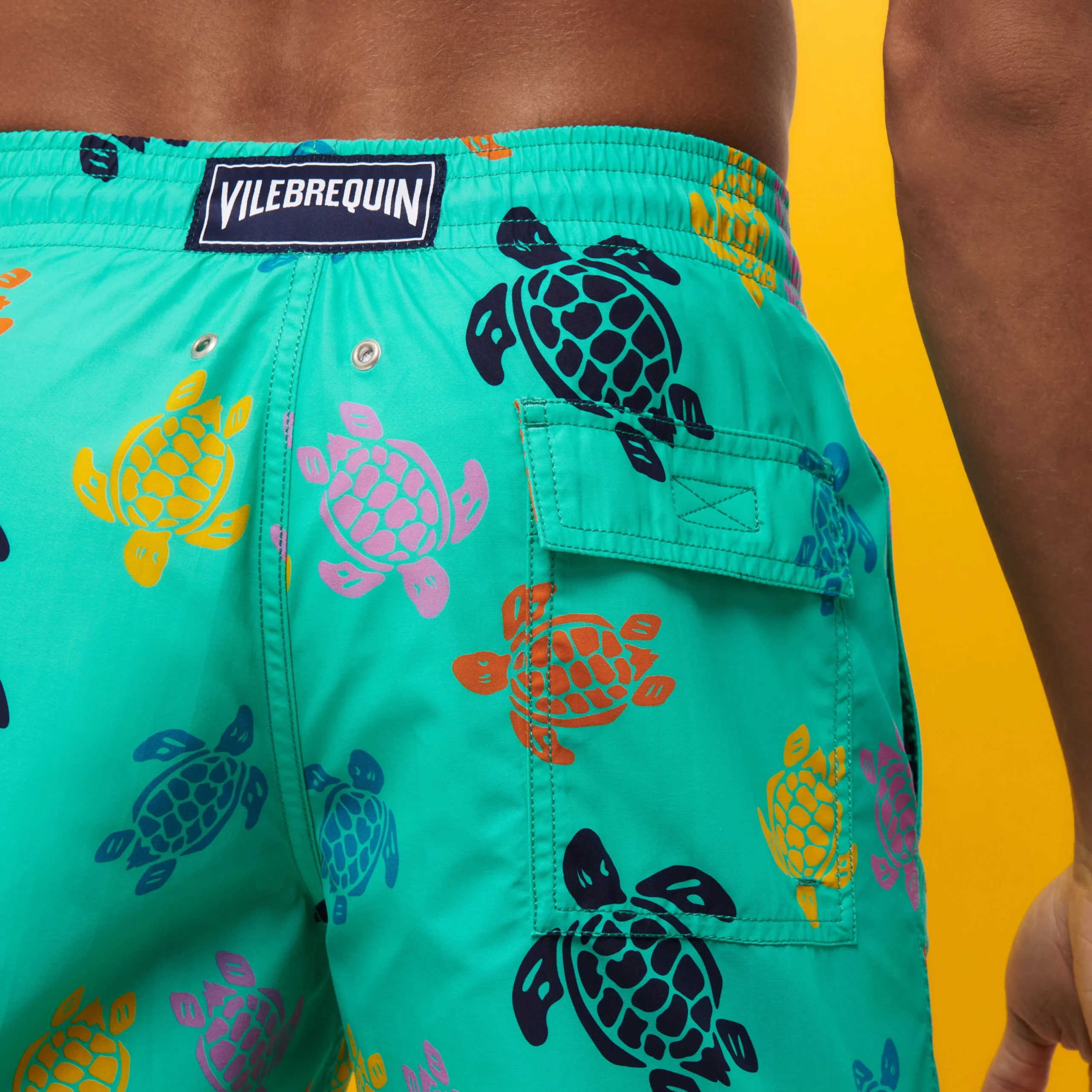 Best Vilebrequin Men Swim Trunks Ronde Des Tortues Multicolore Nenuphar/Green