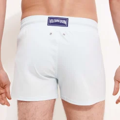 New Vilebrequin Men Swim Trunks Short And Fitted Stretch Solid Glacier/Blue