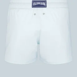 New Vilebrequin Men Swim Trunks Short And Fitted Stretch Solid Glacier/Blue