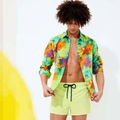 Online Vilebrequin Men Swim Trunks Short And Fitted Stretch Solid Coriander/Green