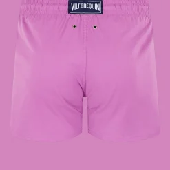 Cheap Vilebrequin Men Swim Trunks Short And Fitted Stretch Solid Pink Dahlia/Pink