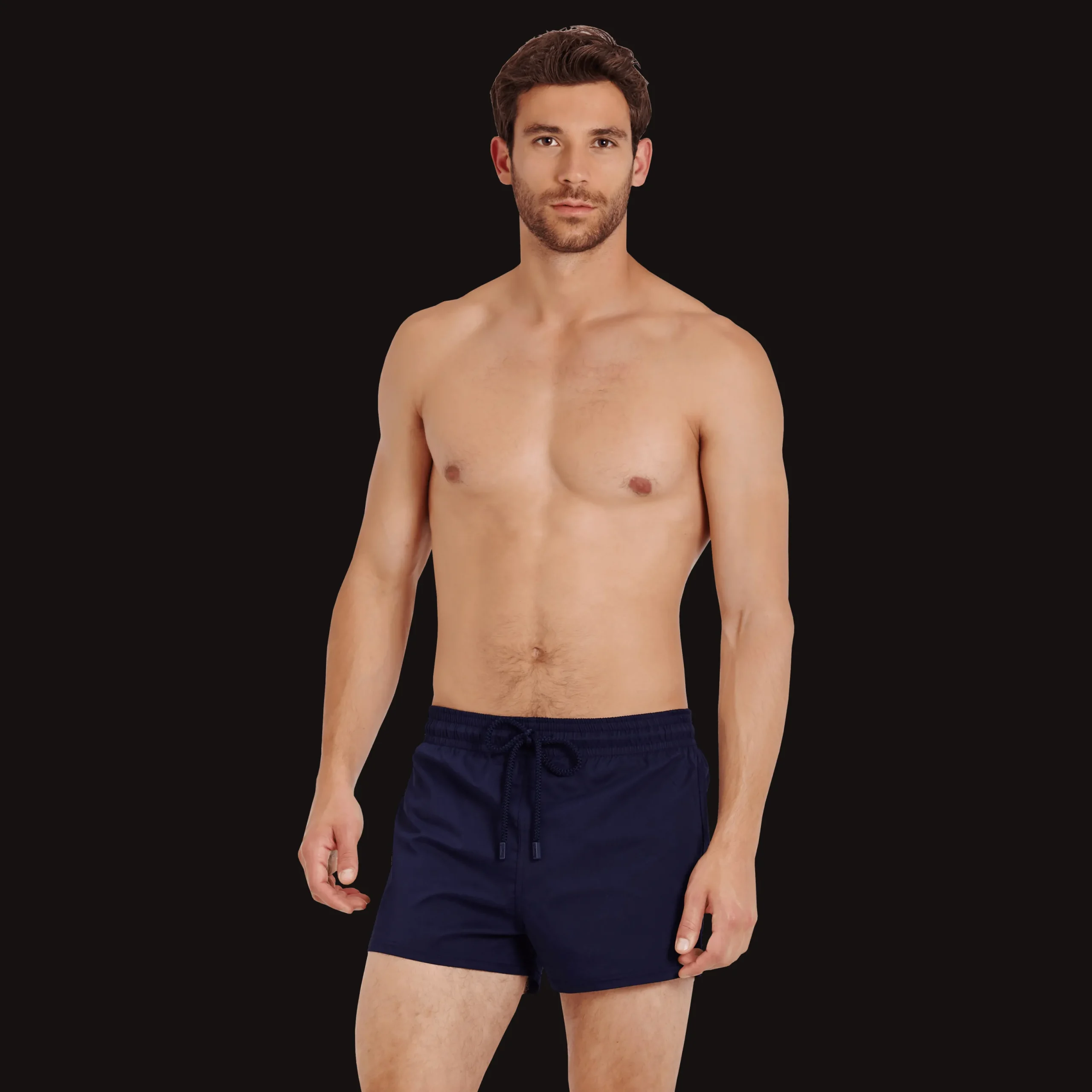 Cheap Vilebrequin Men Swim Trunks Short And Fitted Stretch Solid Navy/Blue